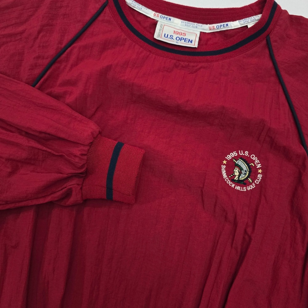 Vintage Slazenger 1995 US Open Shinnecock Hills Golf Windshirt Red Mens XL